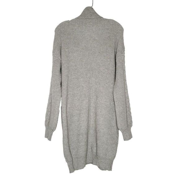 Cable Knit Turtleneck Sweater Dress M Below Knee Heather Gray Soft Girl Mia Tess - Picture 2 of 7